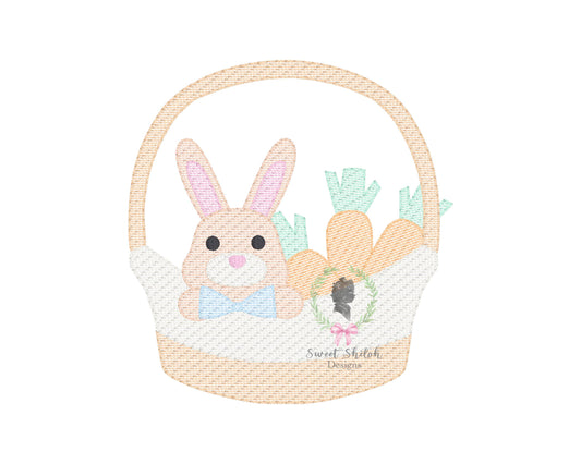 Easter. Bow Tie Bunny Basket Sketch