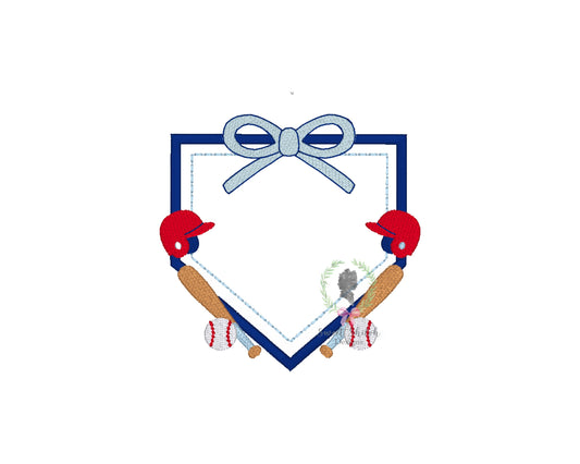 Baseball Bow Diamond Frame Fill