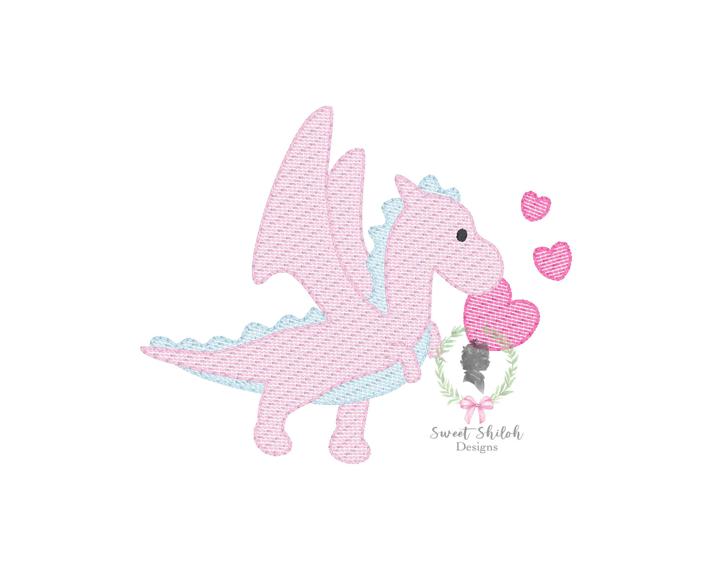 Valentine Dragon with Hearts Sketch