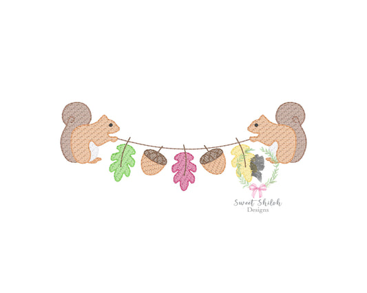 Fall Squirrel Bunting Frame Sketch