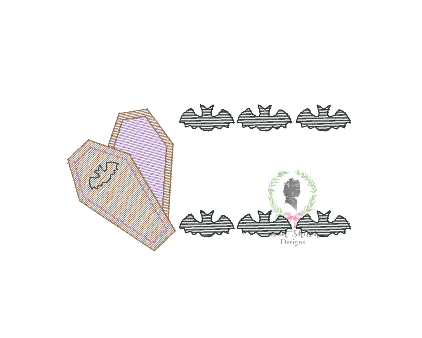 Coffin with Bats Frame Sketch
