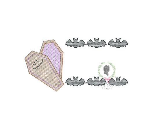 Coffin with Bats Frame Sketch