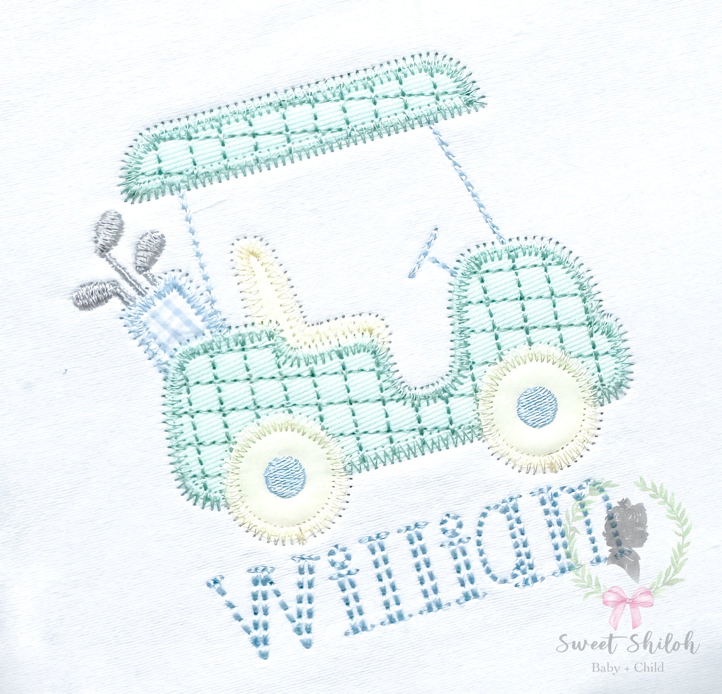 Golf Cart Zigzag Stitch Applique