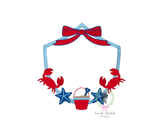 Beach Crab Bow Crest Frame Fill