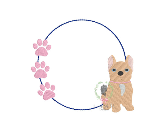 Frenchie Paw Print Frame Fill