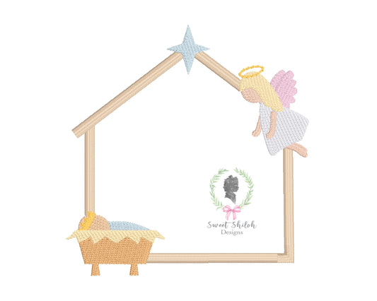 Christmas Manger Angel Girl Frame Fill