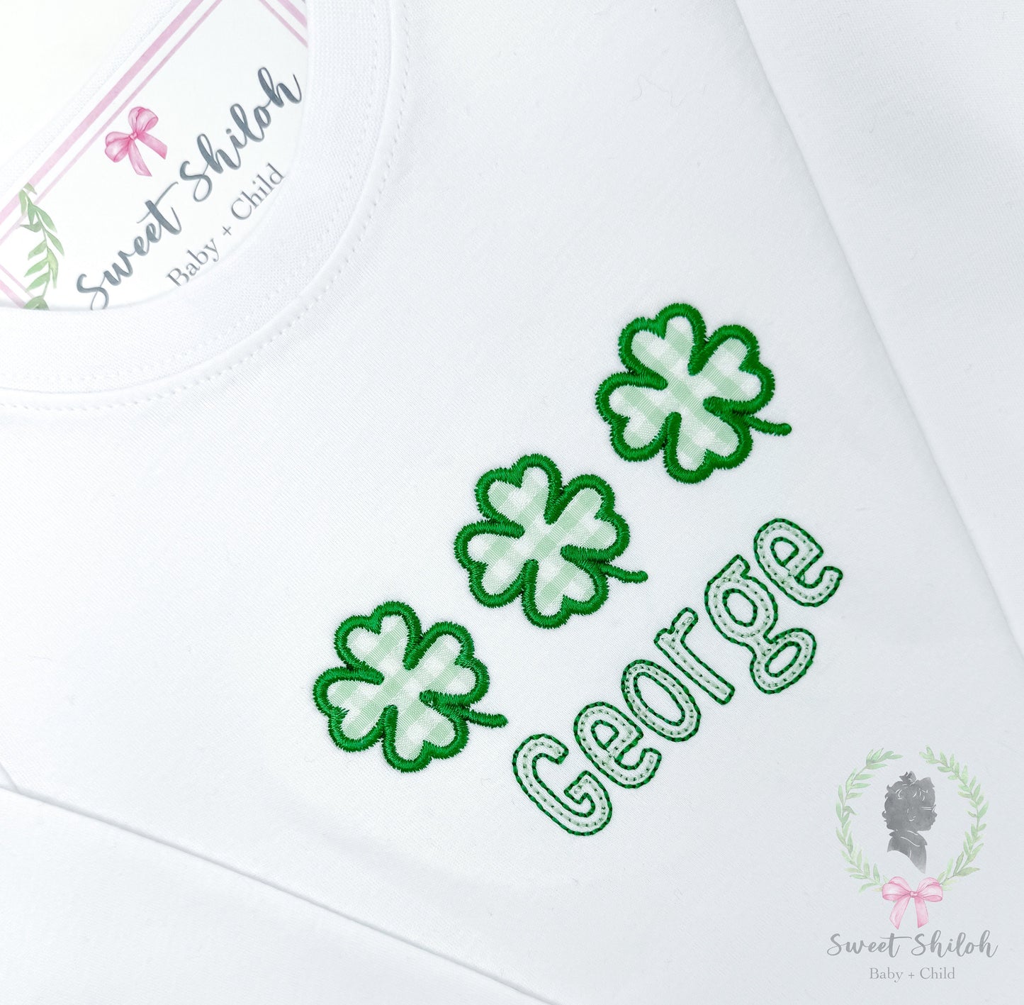 St. Patrick's Day Shamrock Trio Satin Stitch Applique