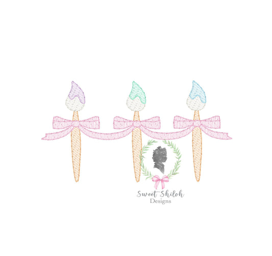 Paintbrush with Bow Trio Sketch