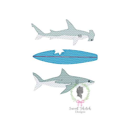 Shark Surfboard Trio Sketch