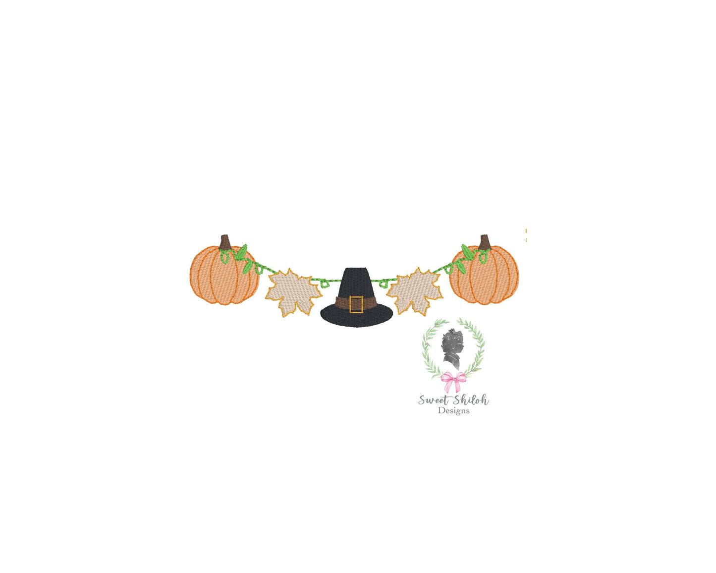 Thanksgiving Pumpkin Pilgrim Bunting Frame Fill
