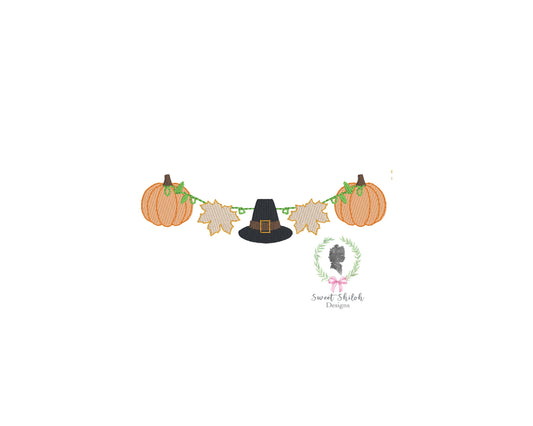 Thanksgiving Pumpkin Pilgrim Bunting Frame Fill