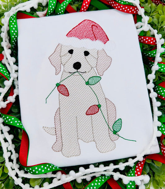 Golden Doodle Christmas Light Sketch
