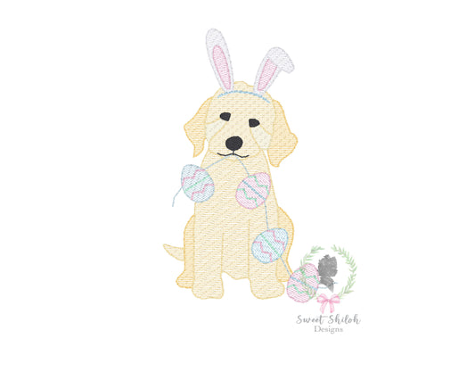 Golden Doodle Bunny Easter Egg Banner Sketch
