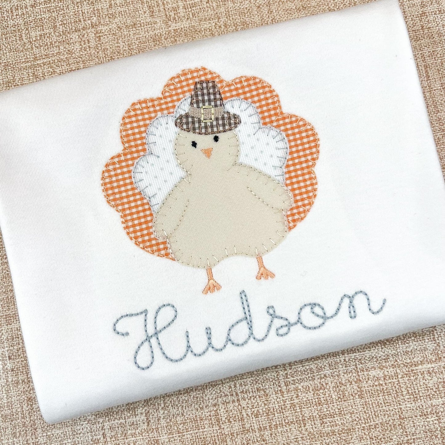 Thanksgiving Pilgrim Turkey Blanket Stitch Applique