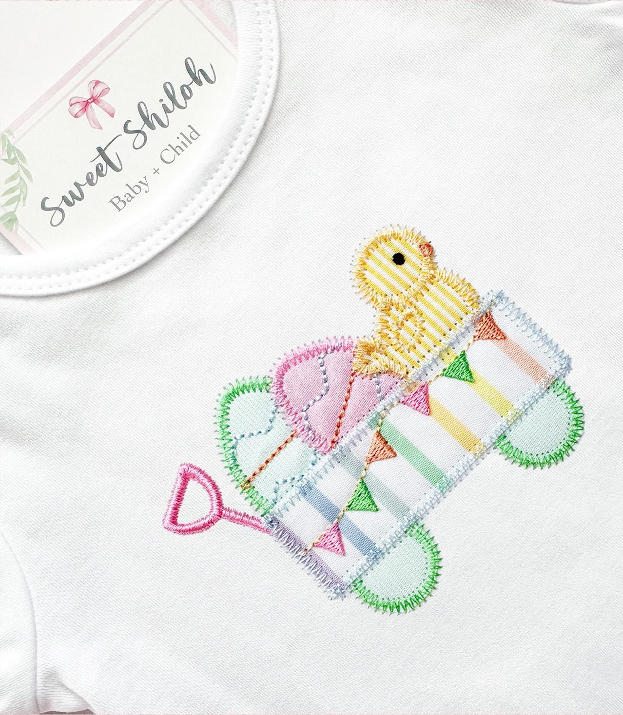 Easter Chick Wagon Zigzag Stitch Applique