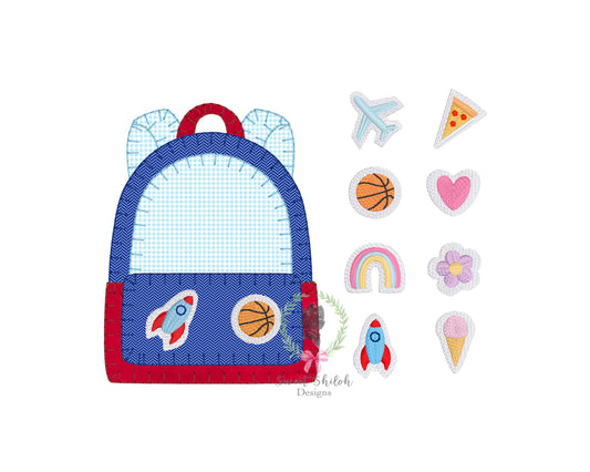 Backpack with Patches Blanket Stitch Applique