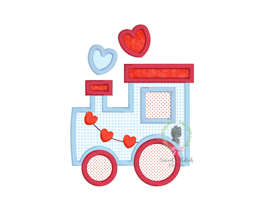 Valentine Train Satin Stitch Applique
