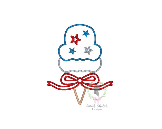 4th of July Ice Cream Satin Outline