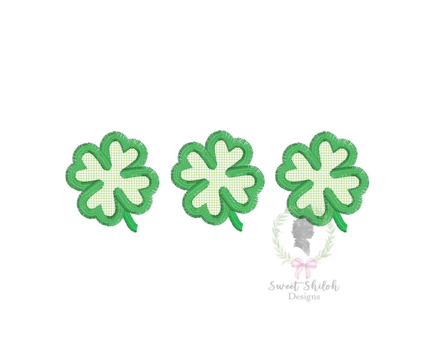 St. Patrick's Day Shamrock Trio Satin Stitch Applique