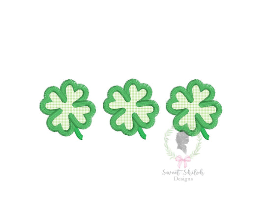 St. Patrick's Day Shamrock Trio Satin Stitch Applique