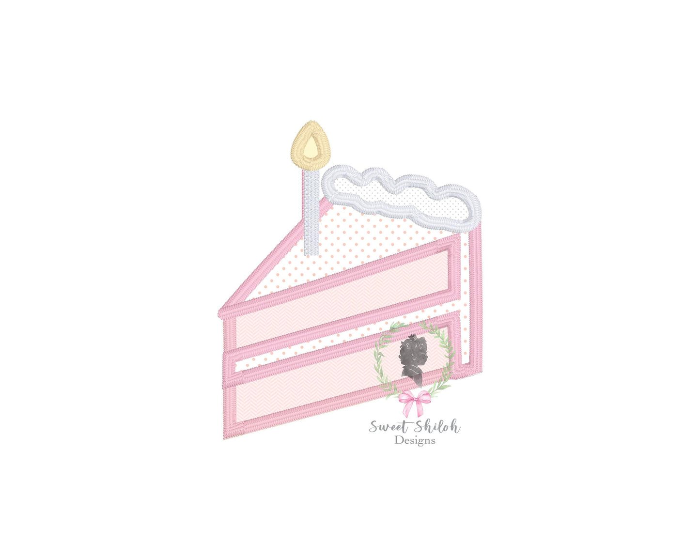 Birthday Cake Slice Satin Stitch Applique