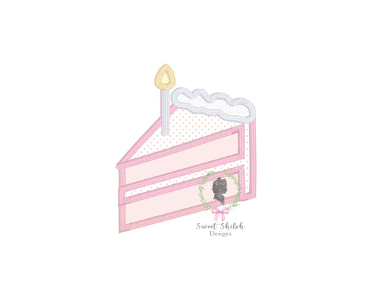 Birthday Cake Slice Satin Stitch Applique