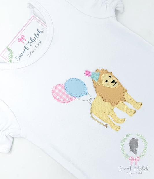 Birthday Party Lion Blanket Stitch Applique