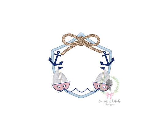 Sailboat Knot Bow Crest Frame Fill