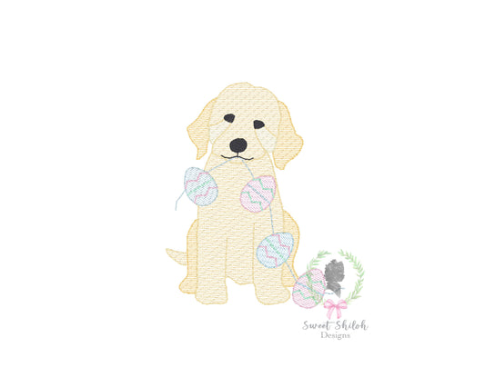 Golden Doodle Easter Egg Banner Sketch