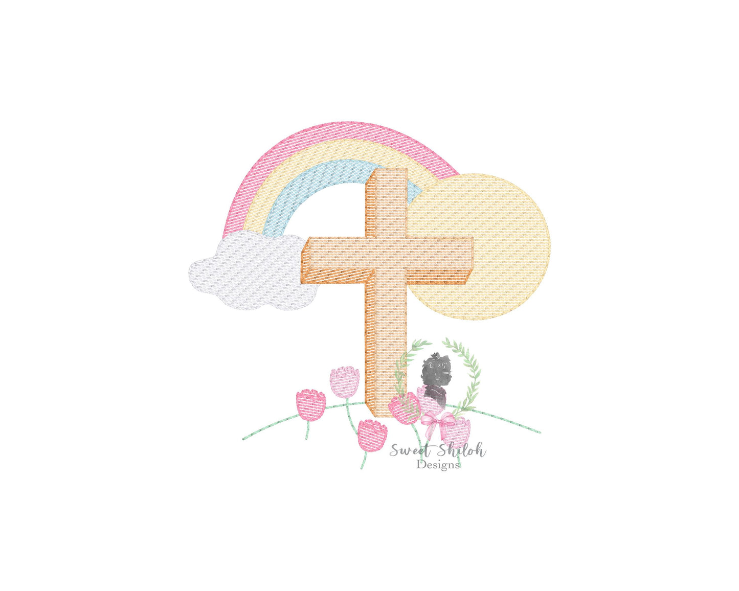 Easter Cross with Rainbow Sketch