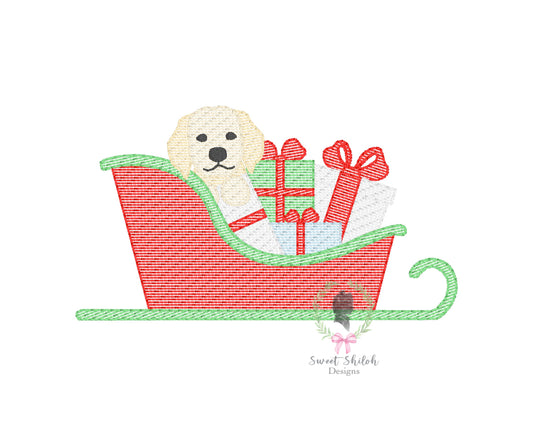 Lab Christmas Sleigh Sketch
