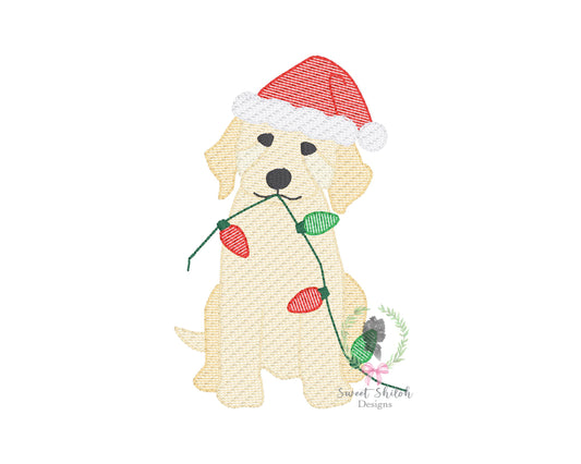 Golden Doodle Christmas Light Sketch