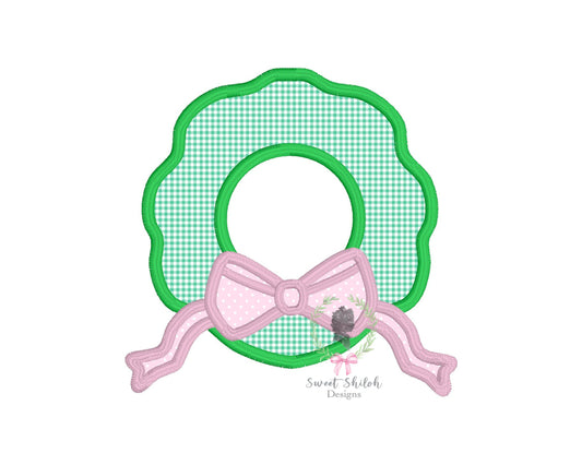 Bow Wreath Satin Stitch Applique
