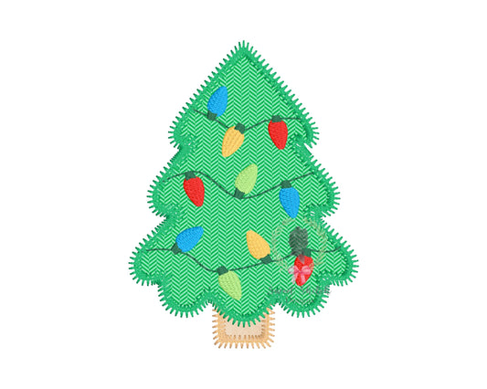 Christmas Tree with Lights Zigzag Stitch Applique