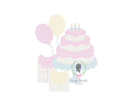 Birthday Cake Balloon Celebration Sketch