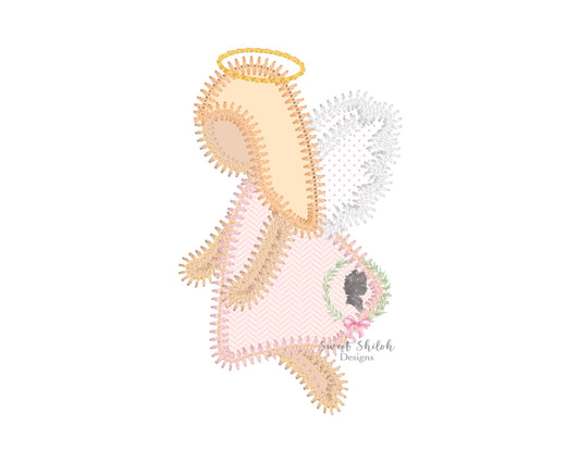 Christmas Girl Angel Zigzag Stitch Applique