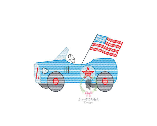 Vintage Car Flag Sketch