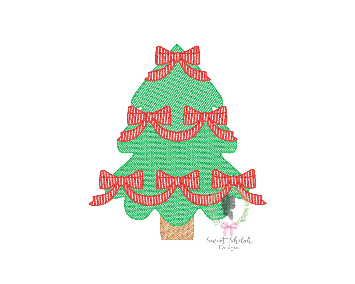 Christmas Tree with Ribbons Sketch