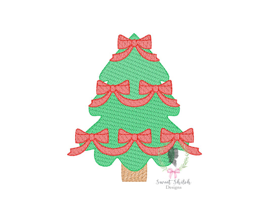 Christmas Tree with Ribbons Sketch