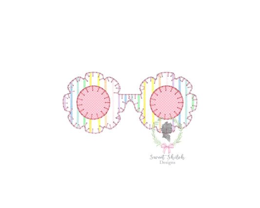 Flower Sunglasses Blanket Stitch Applique