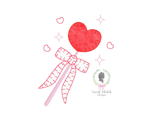 Valentine Heart Wand Blanket Stitch Applique