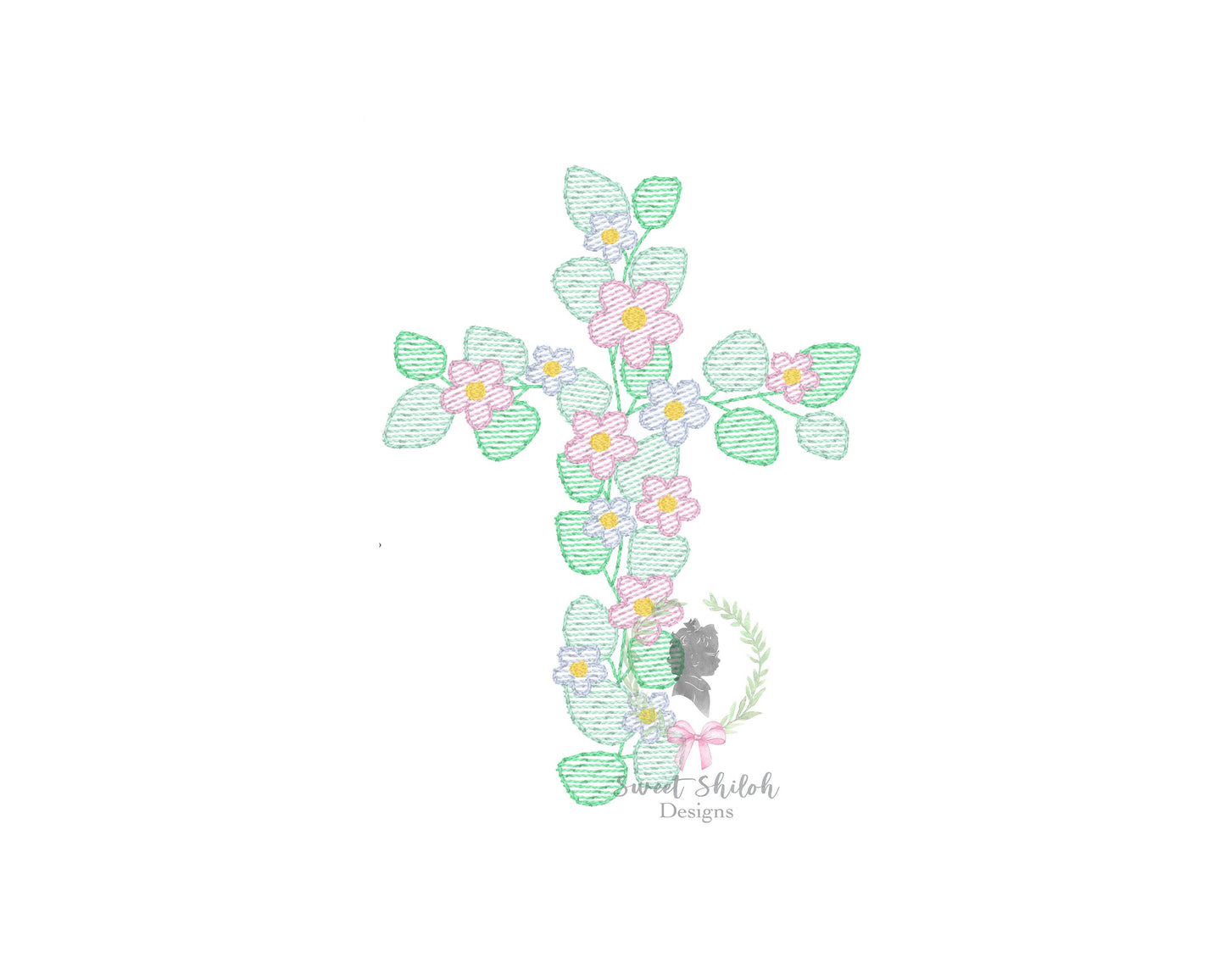 Floral Easter Cross Sketch