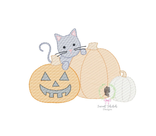 Kitten Pumpkin Patch Sketch