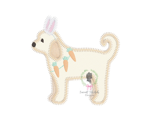 Golden Doodle Bunny Zigzag Stitch Applique