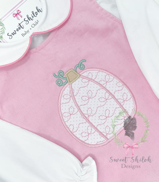Bow Pattern Pumpkin Satin Stitch Applique