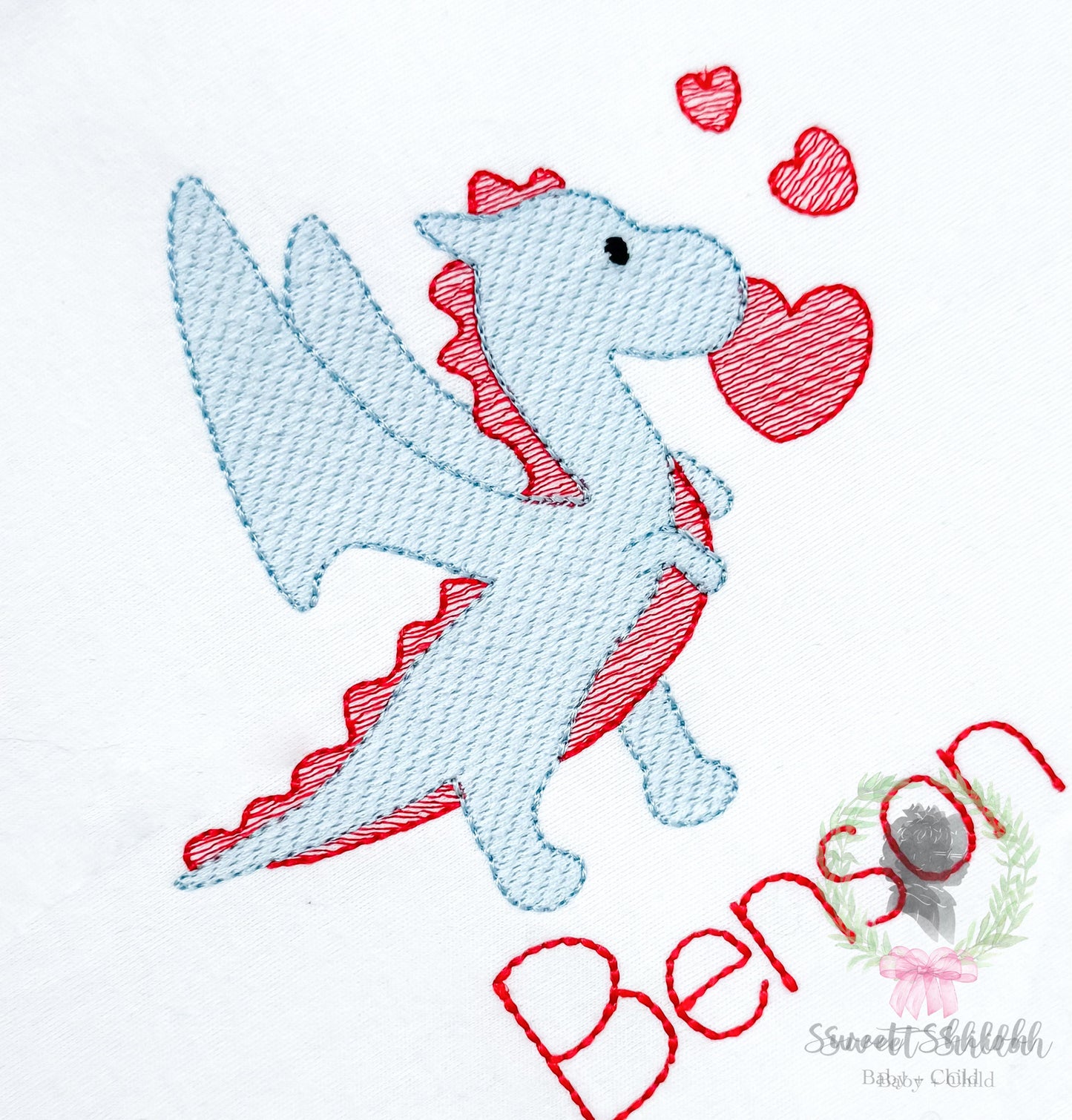 Valentine Dragon with Hearts Sketch