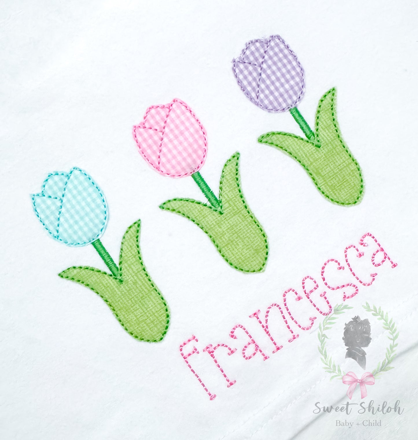 Tulip Trio Bean Stitch Applique