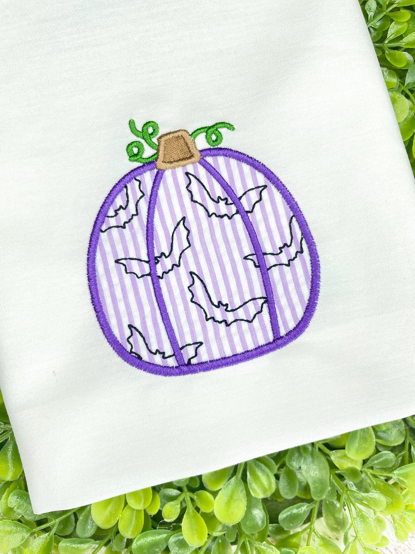 Halloween Heirloom Bat Pumpkin Satin Stitch Applique
