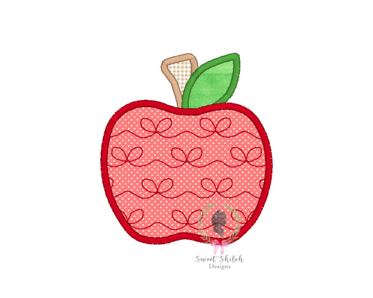 Apple Bow Pattern Satin Stitch Applique