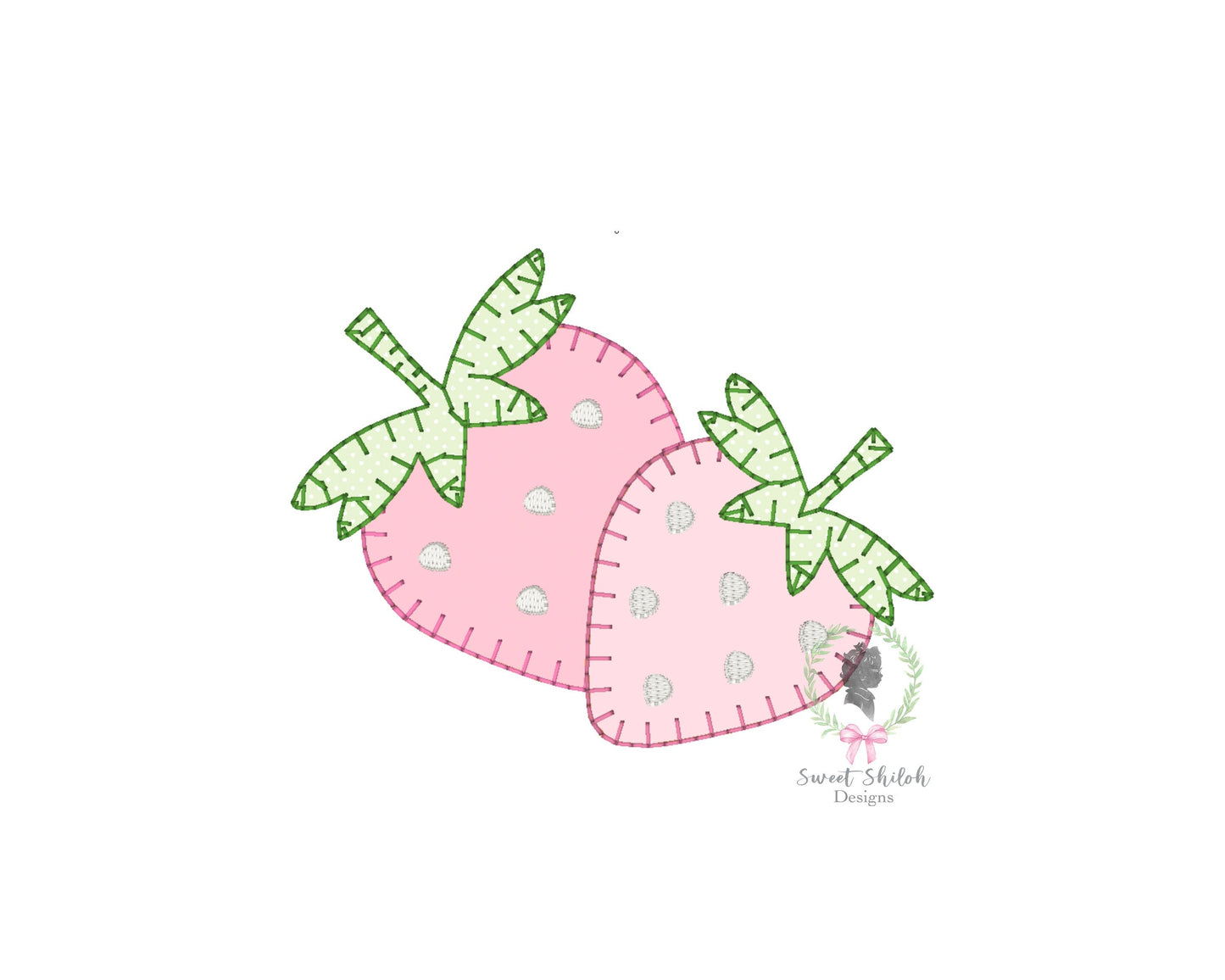 Strawberry Pair Blanket Stitch Applique